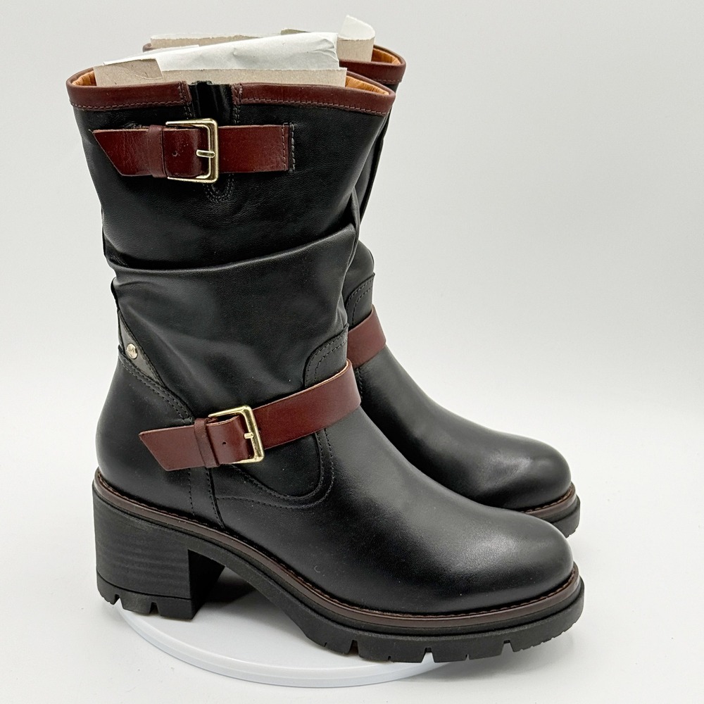 Pikolinos Soria Biker Boots / Size 36 (5.5-6 Us) / Black Leather - New